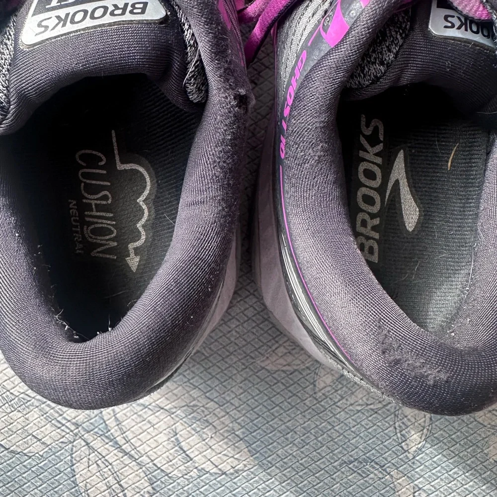 Brooks Ghost 10 Women's Grey Purple Lace-up Athletic Running Shoes - Size 7.5 - Picture 4 of 9